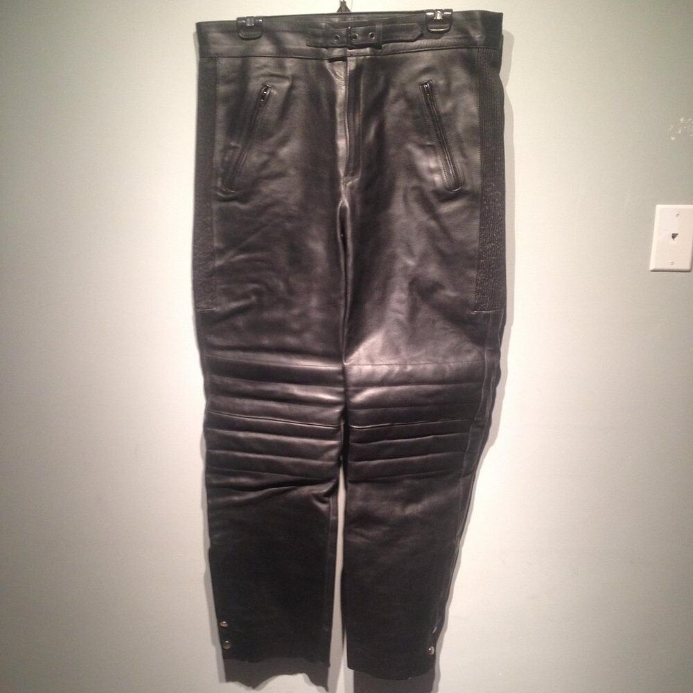 Men's Black Leather Motorcycle Pants